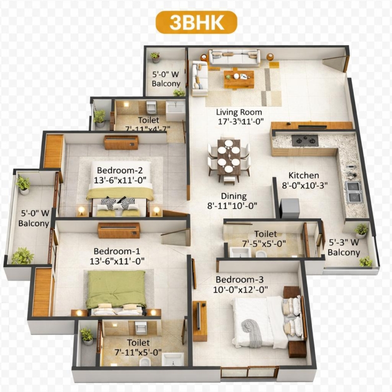 3bhk flat in sanskruti developers